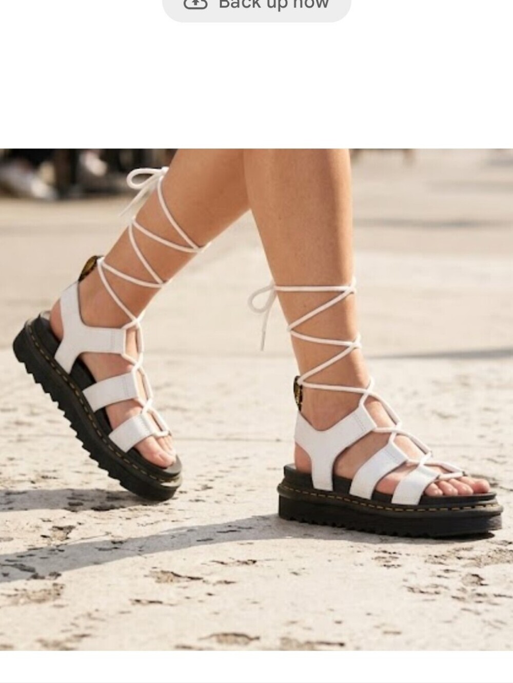 Dr. Martens Nartlla White Leather Chunky Gladiator Platform Sandals Fit Sz 8